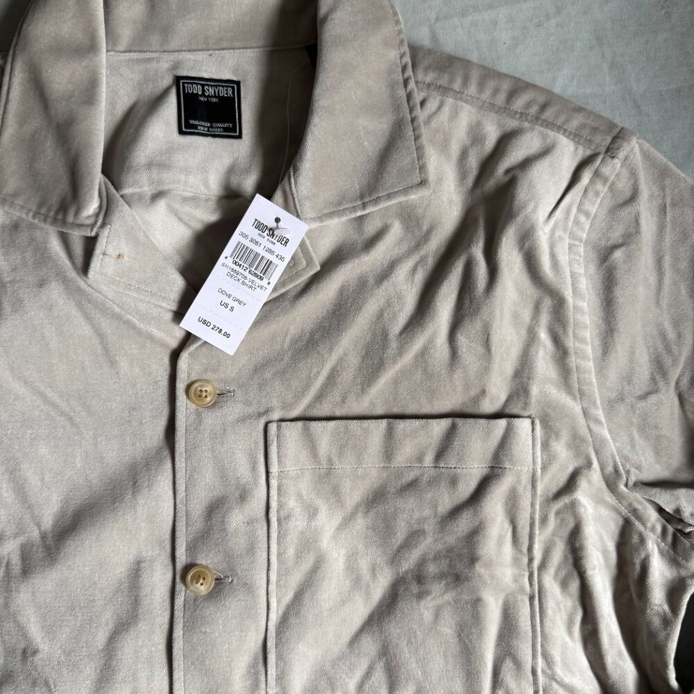 Todd Snyder Men's Velvet Deck Shirt Small DOVE GREY (Relaxed Fit) $278